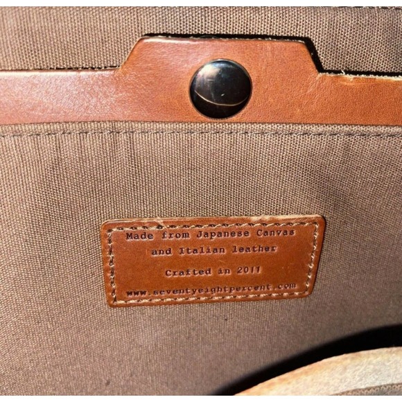 SEVENTY EIGHT PERCENT 2011 Italian Vegan Leather Dimitri Satchel White/Brown - Picture 12 of 12